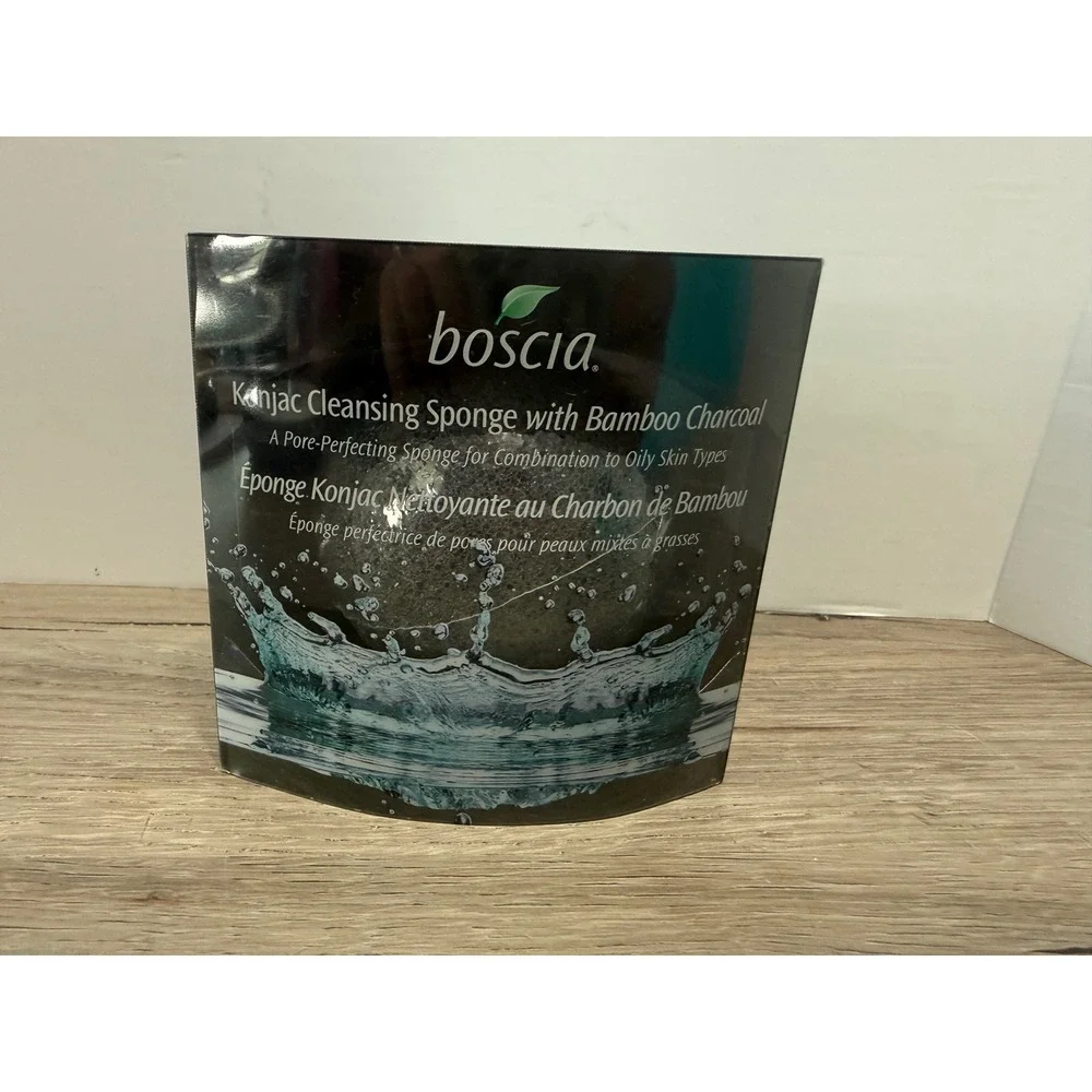 Boscia Konjac Cleansing Sponge w/Bamboo Charcoal NEW